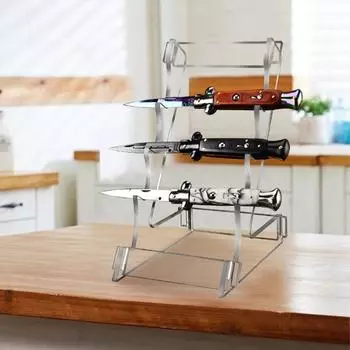 Акриловый держатель для ножей, трехъярусный карманный дисплей для ножей, прозрачный акриловый держатель для хранения ножей для домашней кухни