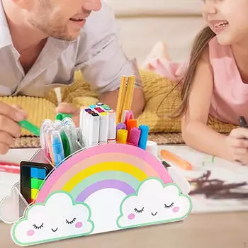 Акриловый держатель для ручек, канцелярский ящик для хранения, многоцелевые аксессуары, радуга, поставка для дома