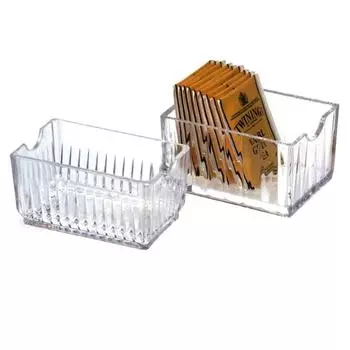 Акриловый держатель для сахарных пакетиков, прозрачный ящик для хранения подсластителей, многофункциональный держатель для чайных пакетиков, кофейный бар transparent-strip pattern
