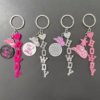 Акриловый диско-шар брелок креативный ковбойский брелок шляпа вестерн ковбой вечеринка брелок