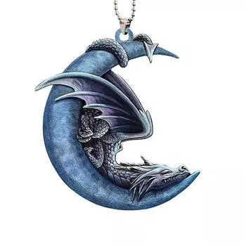 Акриловый Хэллоуин Плоский Подвесной Кулон Синий Лунный Дракон Украшение для Сумки Декор для Дома Moon