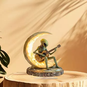 Акриловый инопланетный лунный орнамент, настольный декор, 2D коллекционный подарок, центральный элемент, играющая гитара