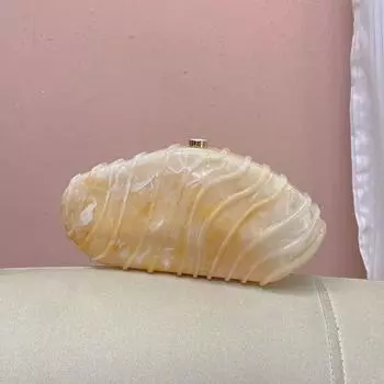 Акриловый клатч с узором из камня и полосатой цепочкой: Элегантная вечерняя сумка и сумка-мессенджер для женщин кофейный