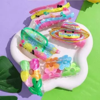 Акриловый коготь для волос в виде цветка, медведя, кролика, акулы, персонализированная заколка для волос в виде животного для путешествий F