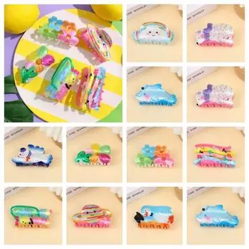 Акриловый коготь для волос в виде цветка, радужного кролика, акулы, милой заколки для волос в виде животного, уличная одежда F