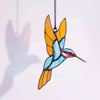 Акриловый Колибри Ловец Солнца Подвесное Украшение Домашний Офис Крытый Открытый Сад Стены Искусства Витраж Птица Орнамент Подвеска Рождественский Подарок Hummingbird