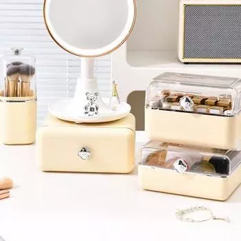 Акриловый косметический ящик для хранения, дизайн отсека с пылезащитной крышкой, эффективный компактный органайзер для хранения D