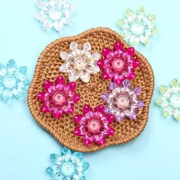 Акриловый кристалл лотоса ручной работы, сделай сам, ювелирные аксессуары, прозрачные свободные бусины, мода для изготовления браслетов и сережек 31 мм 10pcs разноцветный