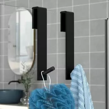 Акриловый крючок над дверью, без дрели, сверхмощный, прочный, несущий нагрузку, одежда для кухни, ванной комнаты, полотенца, шапки, пальто, сумки, стеклянная вешалка для душевой двери чёрный