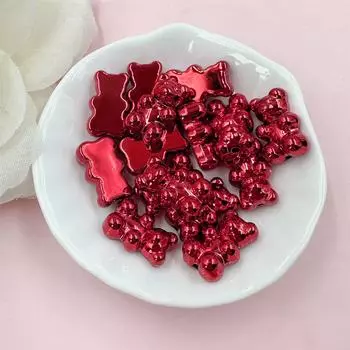 Акриловый кулон для изготовления панк-ювелирных изделий 11 мм*18 мм*7 мм, бусины в виде медведя, ожерелье, серьги, рождественские украшения, 15 шт./пакет, имитация металла своими руками разноцветный