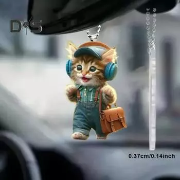 Акриловый кулон с изображением мультяшного кота, подвесное украшение со шнурком, легко подвешивается, подвеска в виде рождественской елки, универсальное украшение A