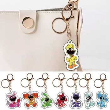 Акриловый кулон с улыбающимся животным из мультфильма, брелок для ключей, сумка, рюкзак, аксессуары для телефона красный