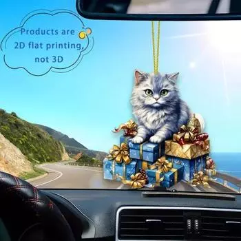 Акриловый кулон в виде кошки, подвесное украшение на елку с шнурком, легко подвешивается, очаровательный кулон в виде кошки, подвеска для сумки Cat