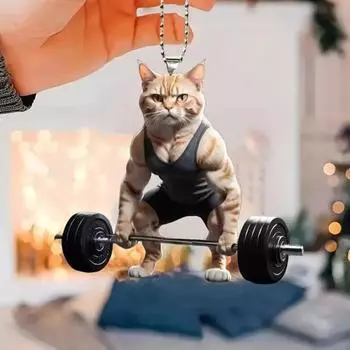 Акриловый кулон в виде кошки, подвесное украшение со шнурком, легкое вешание зеркала заднего вида серый