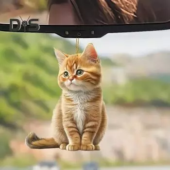 Акриловый кулон в виде кошки с ремешком, легко подвешивается, легкий дизайн, очаровательная кошечка, рождественские украшения для елки оранжевый