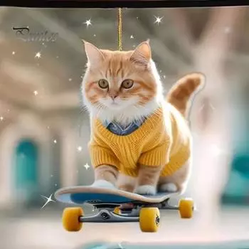 Акриловый кулон в виде кошки, украшение, подвесной аксессуар со шнурком, легко вешать, очаровательный внешний вид, подвеска для зеркала на окно E