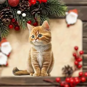 Акриловый кулон в виде кошки Yousheng с ремешком, легко подвешивается, легкий дизайн, очаровательная кошечка, рождественские украшения для елки оранжевый