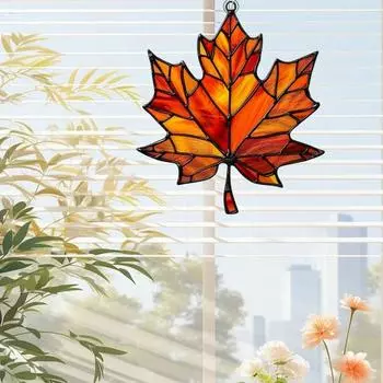 Акриловый кулон Yousheng Maple Leaf, 3,9 дюйма, украшение для окна, настенное украшение, осенняя панель из клена, ловец солнца для сбора урожая, осенние принадлежности для вечеринок на День благодарения