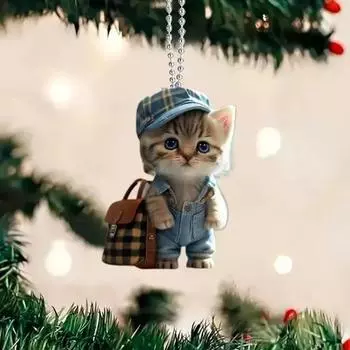 Акриловый кулон Yousheng с изображением мультяшного кота, подвесное украшение со шнурком, легко подвешивается, подвеска в виде рождественской елки, универсальное украшение A