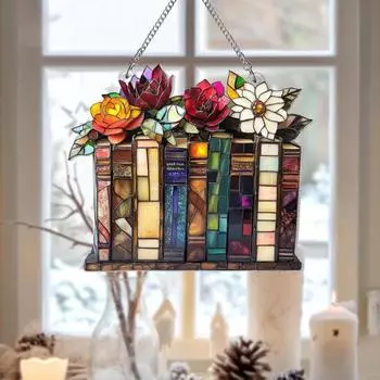 Акриловый ловец солнца 2D цветы гриб подвесное украшение подарок любителю книг цветной ловец солнца для украшения окна дома подарок на новоселье 30cm C