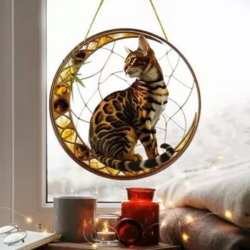 Акриловый ловец солнца для кошек, подвесное украшение на окно в виде котенка для украшения дома, балкона, сада, любителям кошек Cat