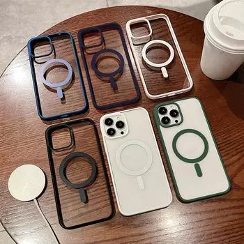 Акриловый магнитный чехол для телефона с большим отверстием для iPhone 11 13 XR 15 14 Pro Max iPhone 12 Samsung S24 S23 S22 Plus с защитой от падений и магнитной водонепроницаемостью iPhone 11 чёрный