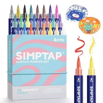 Акриловый маркер Arrtx Simptap Series, акриловая ручка, наконечник-кисть, акриловый маркер для наскальной живописи, поделки из дерева, стекла