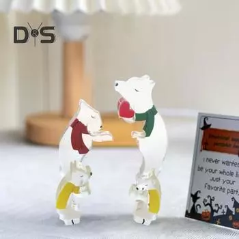 Акриловый медвежонок, семейный пазл, украшение, любовь, сердце, обнимающее мать, отца, медвежонка, пазл, домашний офис, книжная полка, украшение для рабочего стола прозрачный