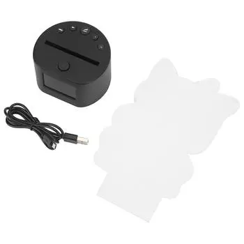 Акриловый мультяшный ночник с двумя источниками питания, будильником, вечным календарем, RGB Cat 3D Nigh