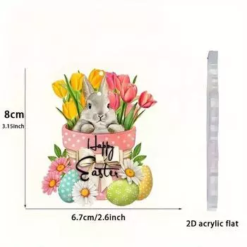 Акриловый мультяшный очаровательный декор пасхального кролика с дизайном разноцветного яйца для транспортных средств