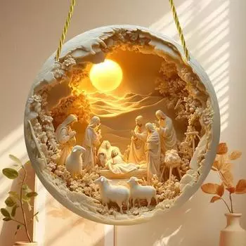 Акриловый наружный кулон, украшение в виде рождественской сцены, подвесная подвеска на елку, сувенир, украшение «Рождение Иисуса», подвеска в виде клевера, подвеска в виде черного кота C