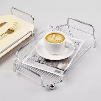 Акриловый настольный органайзер для косметики, полка для кофе, чая, кружки в полоску, ключ от прихожей, сервиз для гостиной бежевый