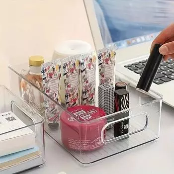 Акриловый настольный ящик для хранения легко устанавливается, прозрачный органайзер можно сложить вместе с полками для офисных принадлежностей