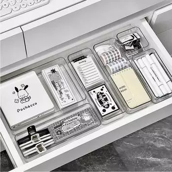 Акриловый настольный ящик для хранения, прозрачный и штабелируемый пылезащитный прямоугольный ящик для хранения ювелирных изделий, косметики и закусок