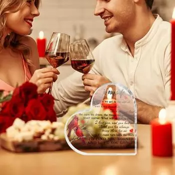 Акриловый орнамент в форме сердца Love Heart, прозрачный акриловый блок, отдельно стоящий настольный Love