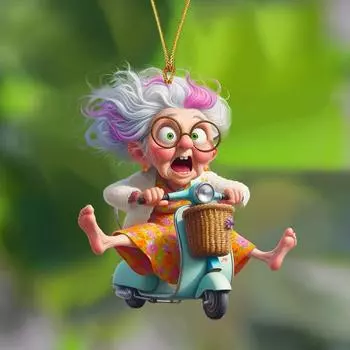 Акриловый плоский 2D-кулон в виде бабушкиного скутера - многофункциональное подвесное украшение для праздничного интерьера автомобиля, брелок для ключей, кулон на рюкзак