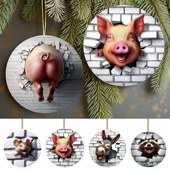 Акриловый плоский маленький подвесной светильник в виде животного, товары для украшения дома, забавные настенные украшения в виде животных One Size