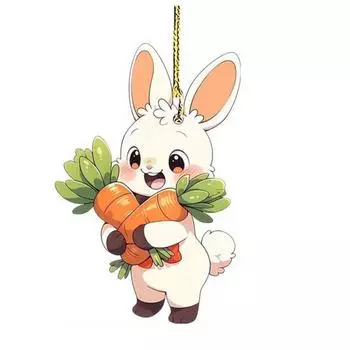 Акриловый подвесной кулон, очаровательный внешний вид, креативная форма, пасхальный кролик, автомобильный подвесной орнамент, украшение для зеркала заднего вида A