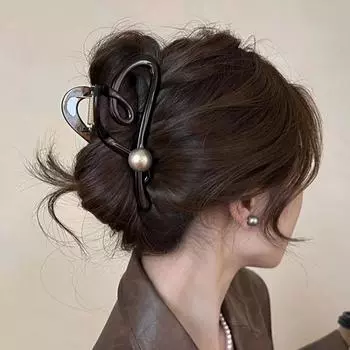 Акриловый полый жемчужный зажим для волос в форме сердца корейская мода для женщин и девочек милый элегантный зажим для волос аксессуары для укладки волос подарки