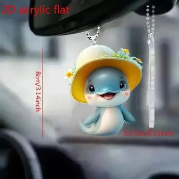 Акриловый причудливый дельфин, подвеска для автомобиля, декоративное мультяшное украшение для забавного автомобильного колорита