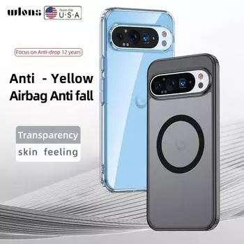 Акриловый противоударный чехол Magsafe для Google Pixel 9 Pro XL 8A 7A 8 Pro 7Pro матовый прозрачный магнитный чехол для беспроводной зарядки For Pixel 9 белый