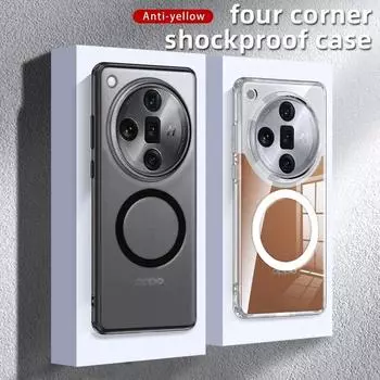 Акриловый противоударный магнитный чехол Magsafe для Oppo Find X7 Ultra Matte Clear, задняя крышка с защитой от беспроводной зарядки для OPPO Find X7Ultra Shell Oppo Find X7 чёрный