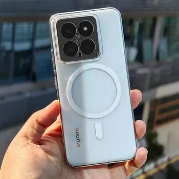 Акриловый противоударный магнитный чехол Magsafe для Xiaomi Mi 14 13 12 11 Ultra 12S 13T Pro, прозрачный чехол с беспроводной зарядкой, твердая задняя крышка, мягкая рамка For Mi 11 чистый