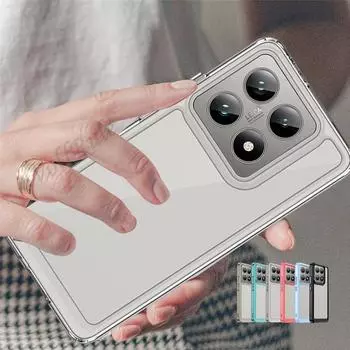 Акриловый противоударный прозрачный чехол для телефона Xiaomi 14T Pro с рамкой цвета конфеты, жесткая прозрачная задняя крышка 14 T Pro For Xiaomi 14T Pro чёрный