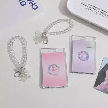 Акриловый прозрачный чехол для карт, студенческий автобус, карта, защитный чехол для карты питания, ID, фотодисплей, брелок, подвеска, женский