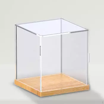 Акриловый прозрачный коллекционный игрушечный витринный шкаф с пылезащитным многоцелевым деревянным дном для домашнего хранения 15x15x16cm
