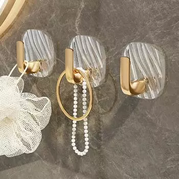 Акриловый прозрачный крючок Вискоза Перфорация без ванной Кухня Ванная комната Стена Прилипание крючок без следов Square model 5.7*5.7cm прозрачный