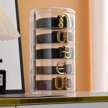 Акриловый прозрачный круглый ящик для хранения, штабелируемый, держатель для ремней, часов, ювелирных изделий, косметики, браслетов, колец, игрушек для творчества, галстуков