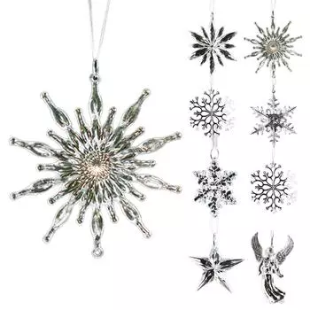 Акриловый прозрачный кулон, снежинки, реквизит для фотосъемки, подвесные украшения, рождественские украшения, украшения для рождественской елки One Size