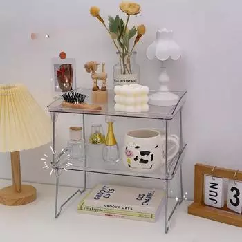 Акриловый прозрачный настольный ящик для хранения вещей, простой стеллаж для хранения вещей в общежитии, стеллаж для хранения вещей, складная стойка для дома с регулируемой высотой